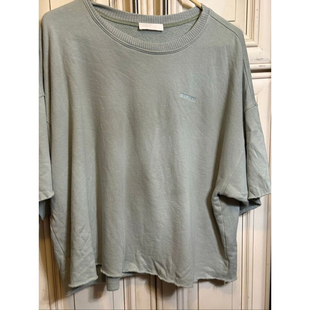 Sablyn Women's Crew Neck Oversized Short Sleeve Chandler Sweatshirt Green Large